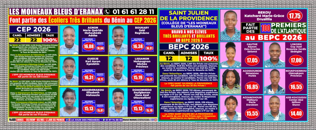 Affiche des résultats CEP et BEPC 2026